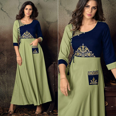 Rayon kurti top with beautiful floral designs - Kurti Fashion